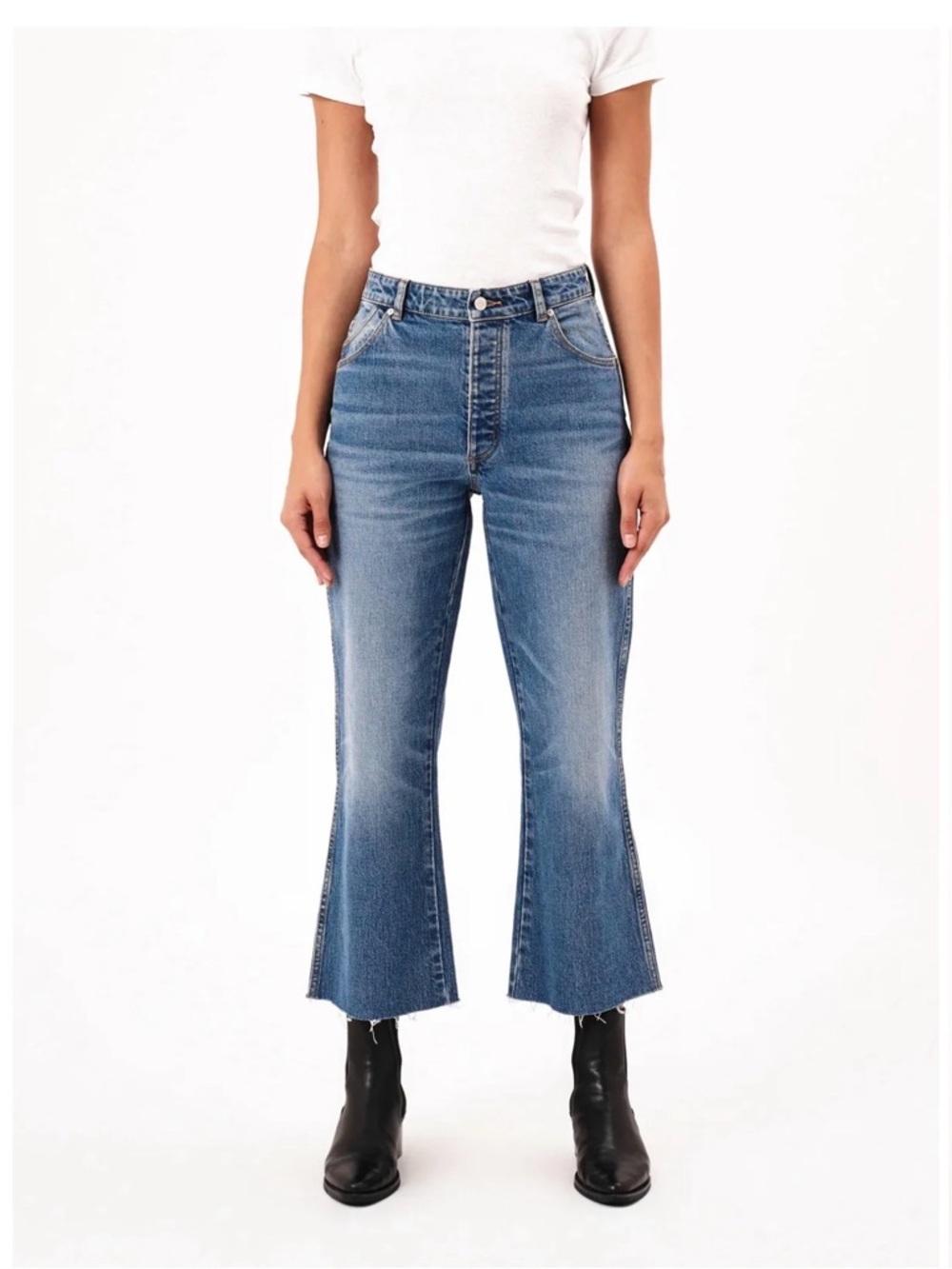 ROLLA'S Mid-Blue High-Rise Cropped Flare Jeans Size 29